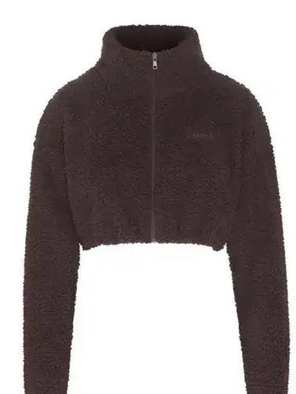 SKIMS Cropped Sherpa Zip‑Front Jacket - Dark Brown